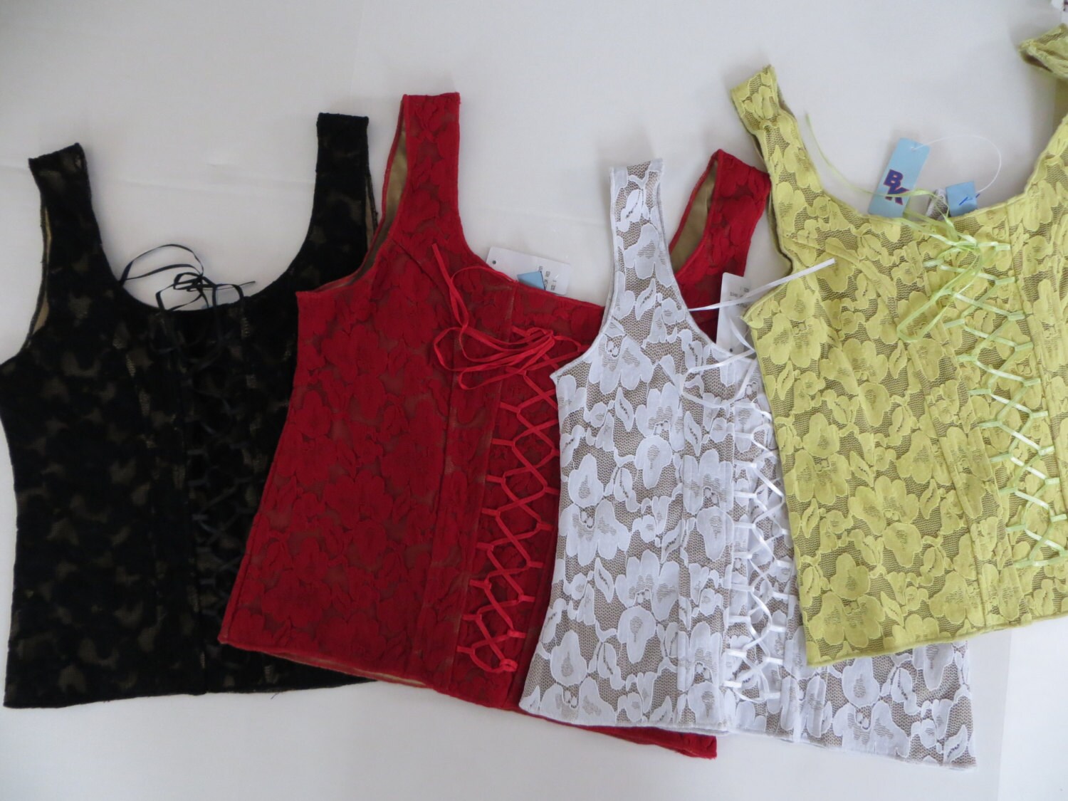 Corset Tank Top Nylon Lace Corset Lace Up Tank Top T Shirt