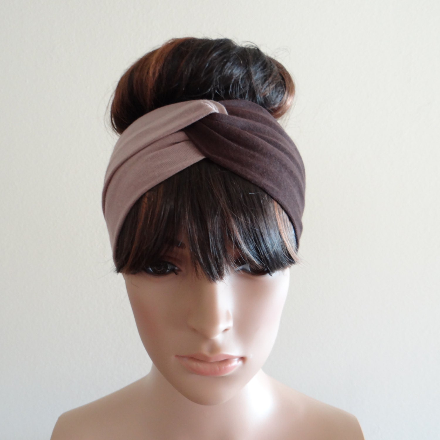 Tan And Brown Headband.Head Wrap