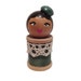 Spool doll: collectible doll with button hat, vintage wood spool