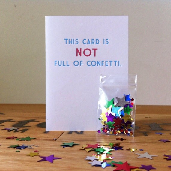 Confetti Bomb Letterpress Greeting Card. Single or Box of 6.