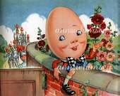 Vintage Nursery Rhyme Print, 1940s "Humpty Dumpty" Restored Art - Perfect Child's Room or Nursery Print - Perfect BabyGift #97 Vintage Nursery Rhyme Print, 1940s "Humpty Dumpty" Restored Art - Perfect Child's Room or Nursery Print - Perfect BabyGift #97