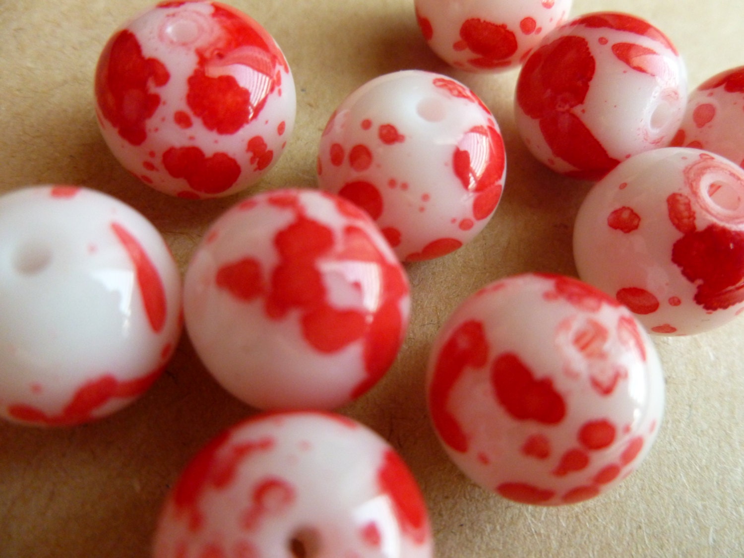 Blood Splatter Glass Beads 10 Pack Red Splat Dexter