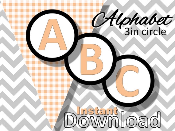 Peach Alphabet Letters Instant Download by CameoPartyDesigns