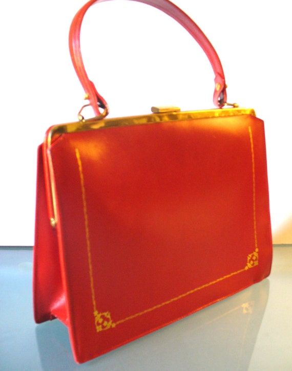 Vintage Candy Apple Red Large Made in Italy Handbag