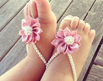 Baby barefoot sandals, baby shoes, newborn, baby jewelry, new mom gift ...