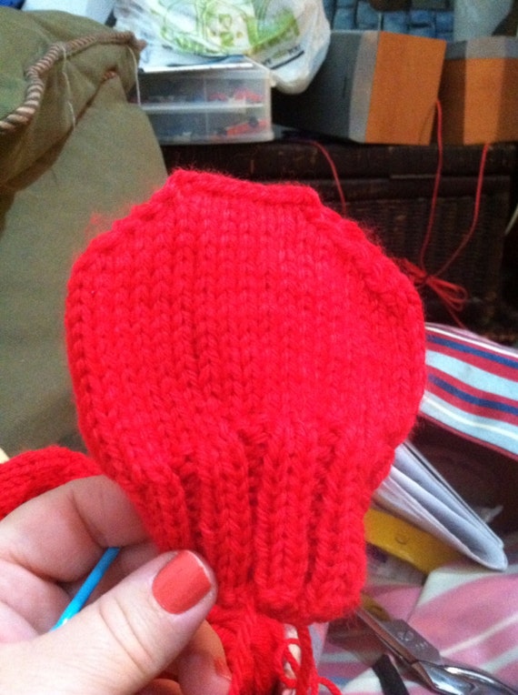 Items similar to Hand knitted Cardinal red baby mittens on Etsy