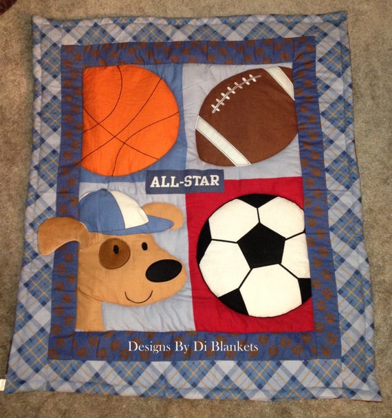 Puppy Baby Quilt Puppy Baby Blanket Sports by DesignsByDiBlankets