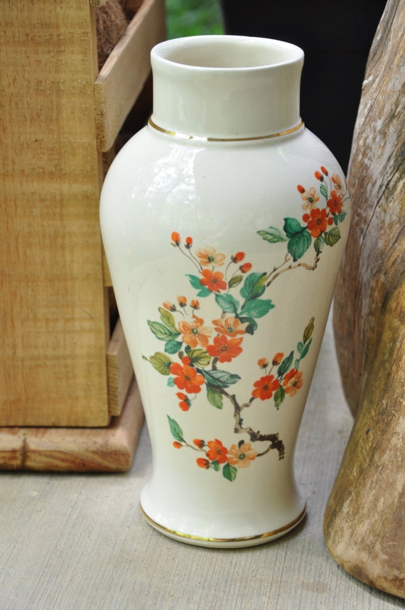 Items similar to Vintage Hyalyn art porcelain pottery floral vase on Etsy