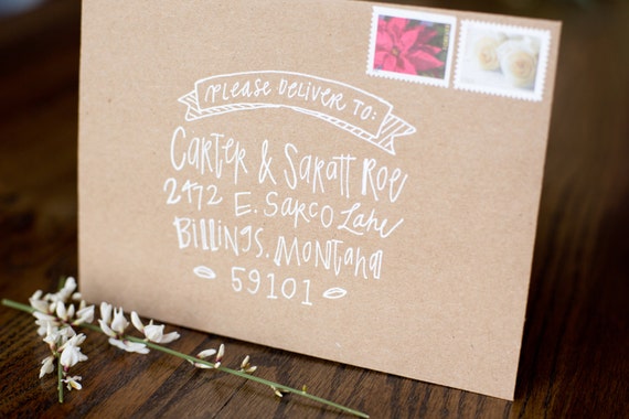 Items similar to Envelope Addressing; Banner Style; Free Hand Lettering ...