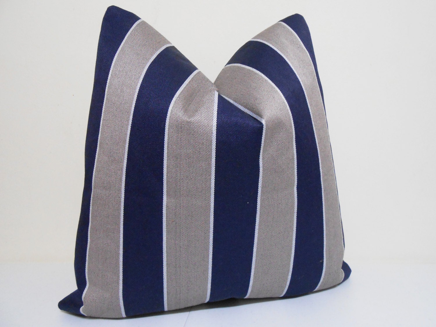 Navy Taupe Striped Outdoor pillow Cover Sunbrella Fabric
