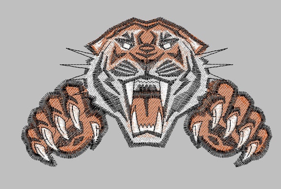 Tiger With Paws Machine Embroidery Design File