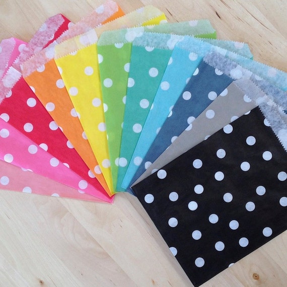POLKA DOT Paper Treat Bags - Party Supplies Il_570xn