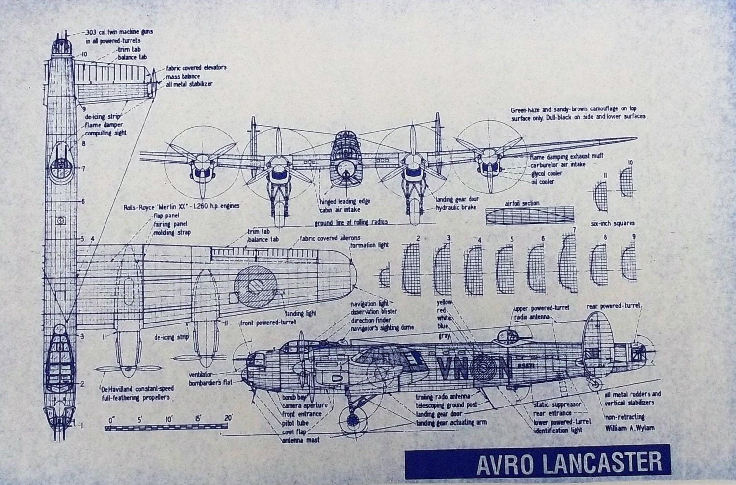 Avro Lancaster Aircraft Blueprint 24 x 36 by BlueprintPlace