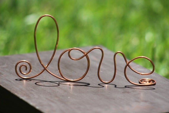 Copper Wire Love Wedding Cake Toppers Decoration Beach