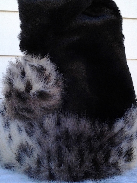 black santa hat with cheetah trim by originalsbyeva on etsy black santa hat with cheetah trim by originalsbyeva on etsy
