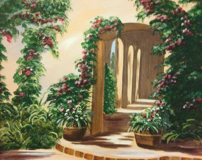 Arched Adobe Doorway - 16 x 20 Acrylic Painting in a 20 x 24 Frame