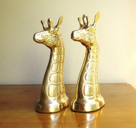 Vintage Brass Giraffe Bookends Gold Giraffe Book Ends