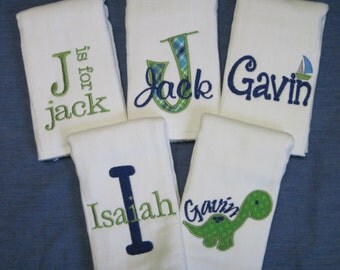 PICK 3 - Personalized Baby Boy MINI Burp Cloths