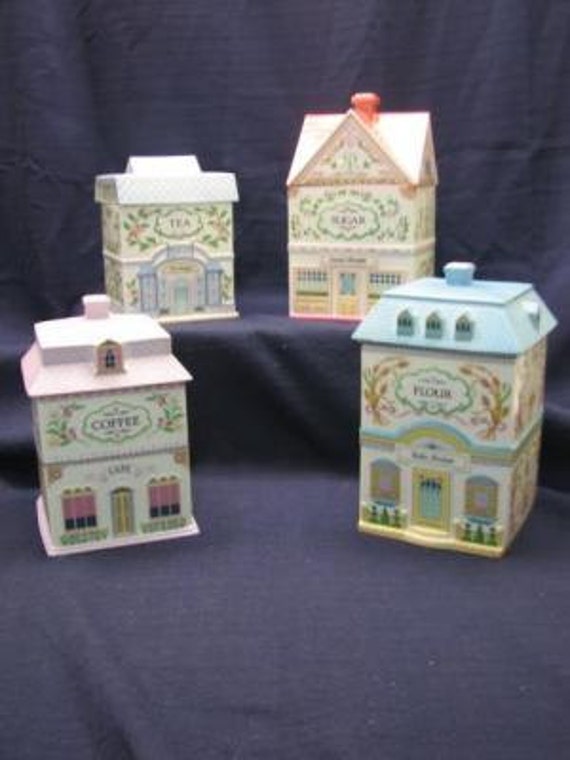 Lenox Village Collection Porcelain Canister Set 1990 Retired