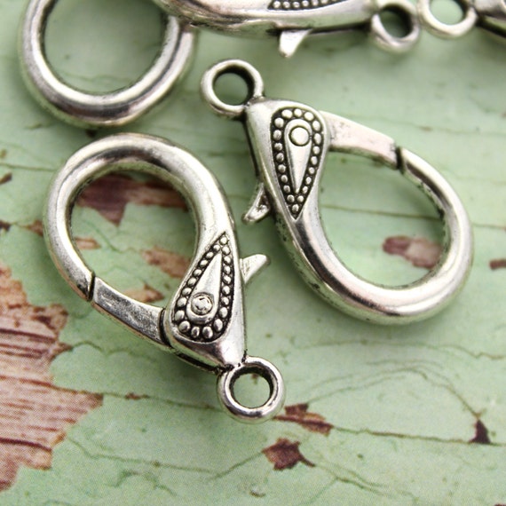 Extra Large Heart Lobster Claw Clasp Antique by PineappleSupply