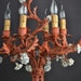 Stunning large tole flower chandelier with porcelain flowers
