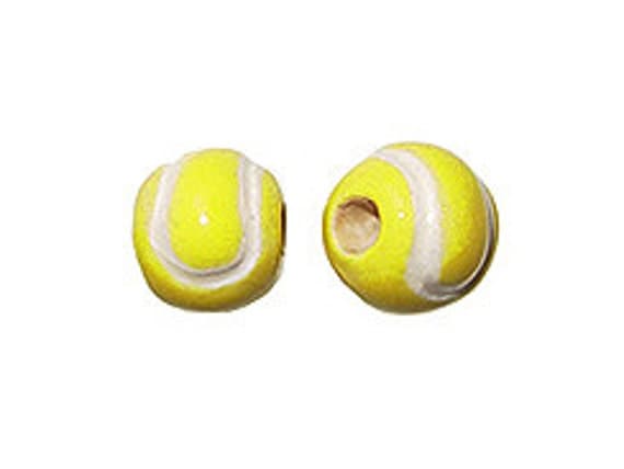 20pcs Tennis Sports Beads 8mm Ceramic Tennis Ball by BeadPrism