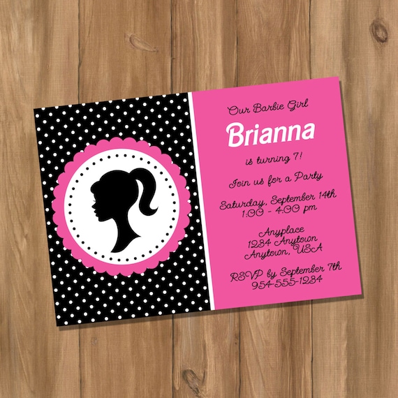 Barbie Inspired Birthday Party Invitation Digital DIY