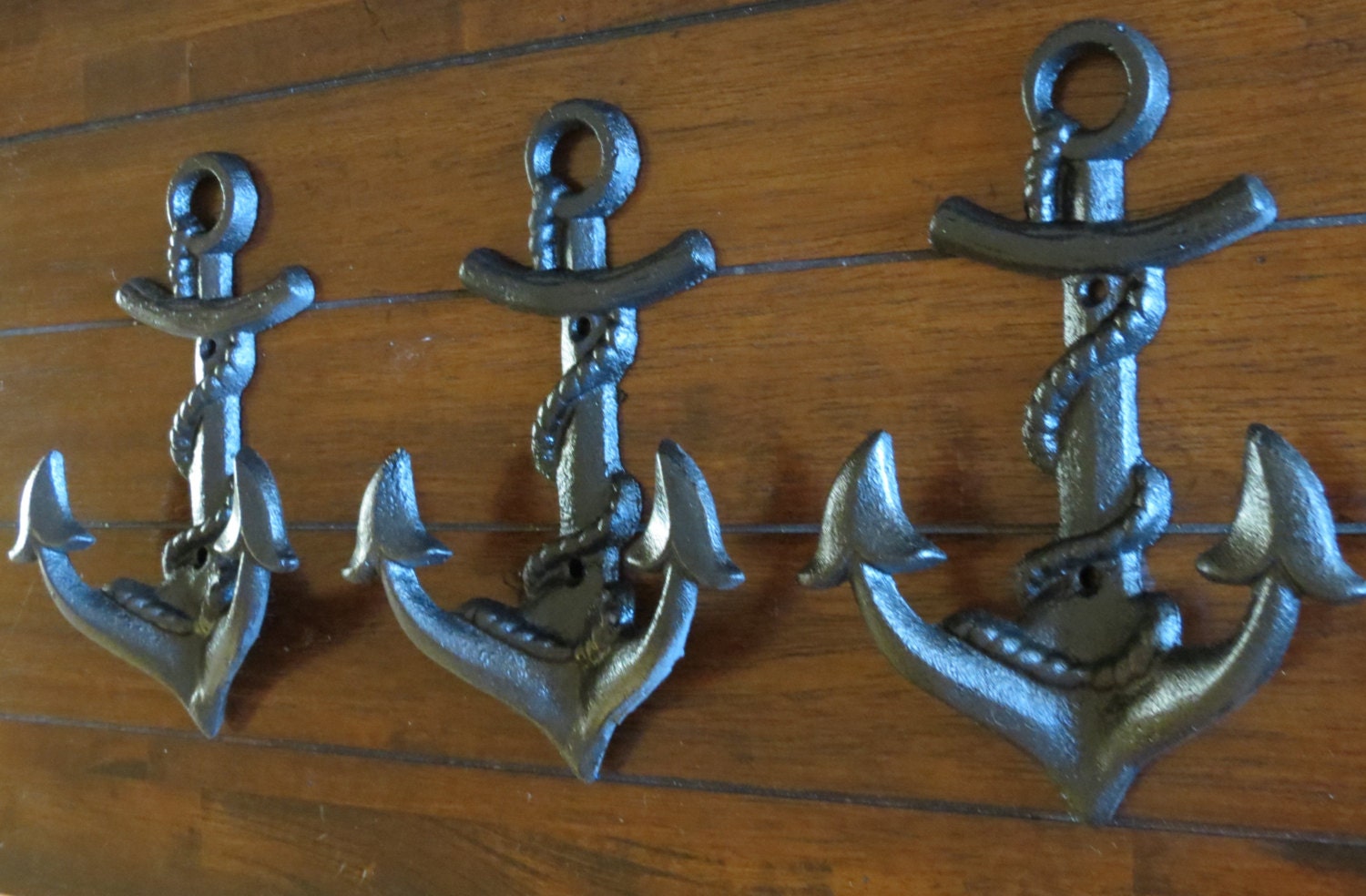 Cast Iron Nautical Anchor / Wall hook set /Three Hooks /Pick