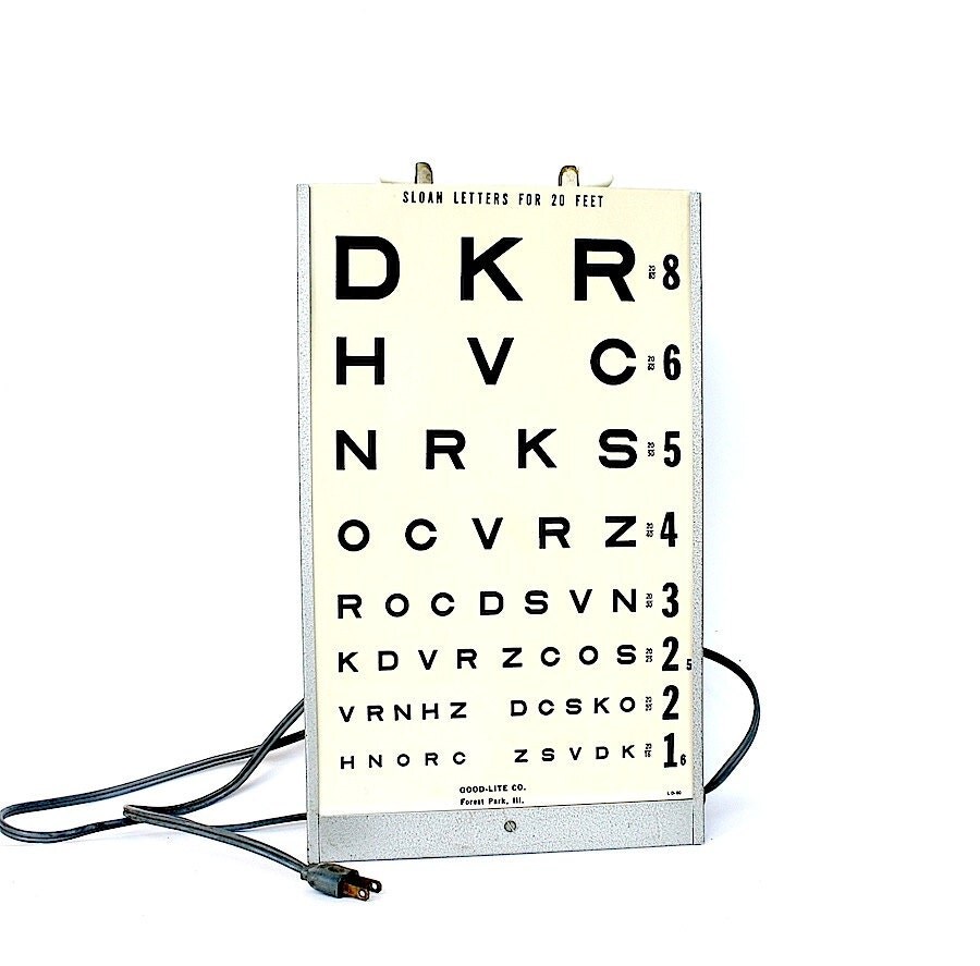 vision eye chart illuminated vintage good lite visual acuity