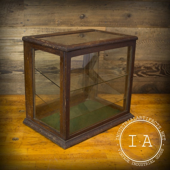 Vintage Industrial Glass Sided Vitrine Display Case Cabinet
