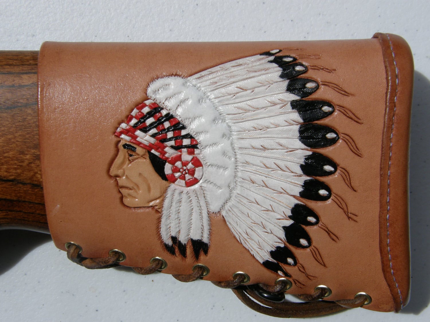 Hand Tooled Leather Rifle Butt Stock Cover