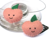Pretty Peach Necklace or Hair Clip - Felt Friends Food Accessories - Cute Fruit Necklace - Priscilla Peach - Adorabilities