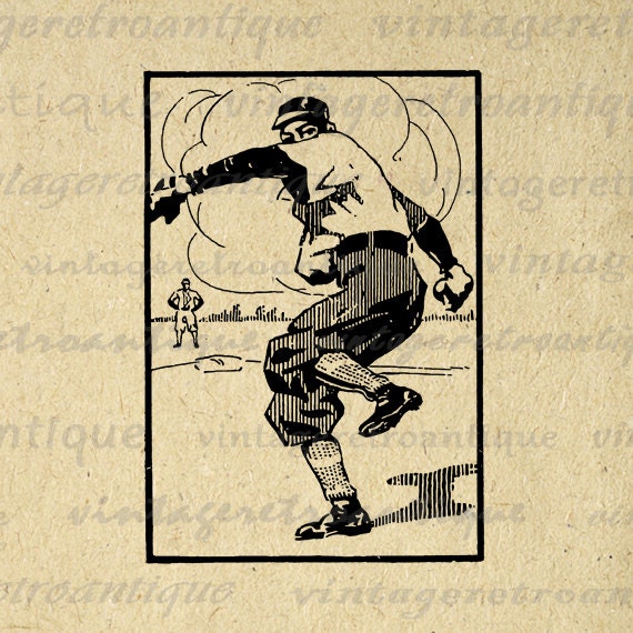 Items similar to Vintage Baseball Player Graphic Printable Download ...