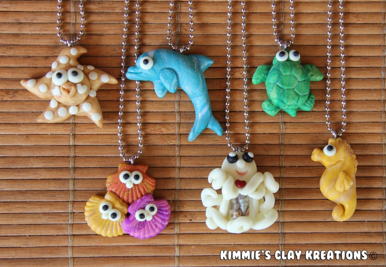 Polymer Clay Aquatic Sea Life Necklaces Glow In The Dark