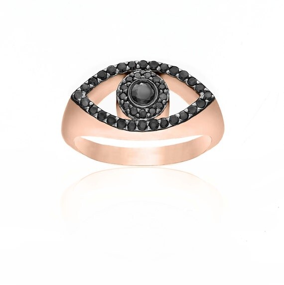 Evil Eye Black Diamond Ring