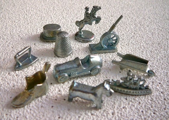 Items similar to Vintage 1986 Monopoly Game Pieces - Monopoly Tokens ...