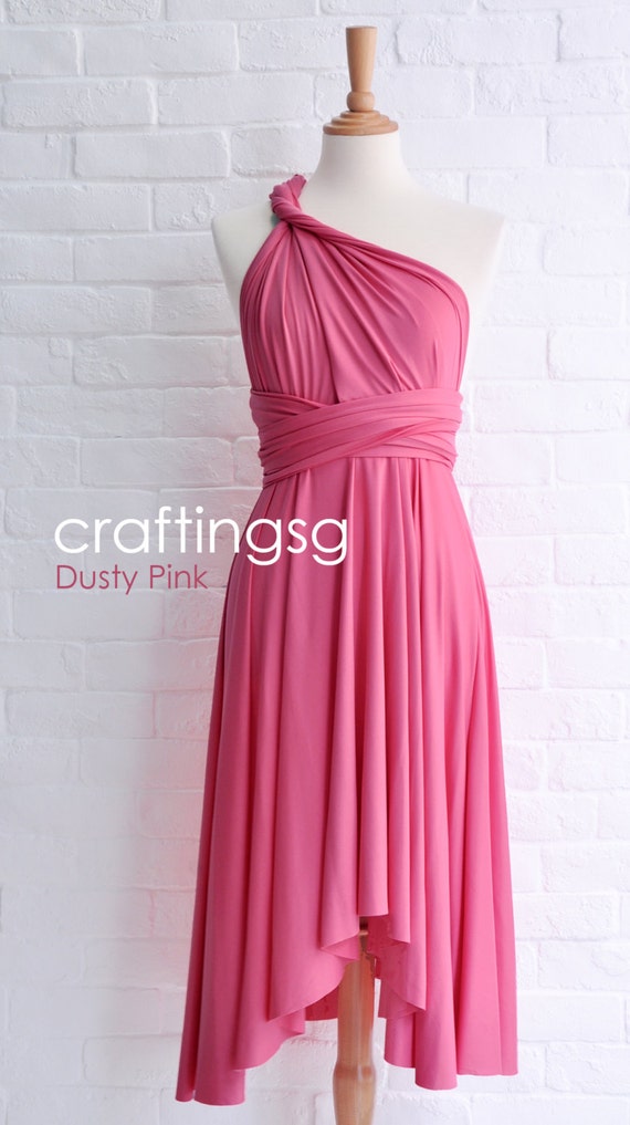 Bridesmaid Dress Infinity Dress Dusty Pink Knee Length Wrap