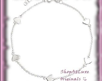 Couture Micro Hearts Traditional Link Bracelet In Silver