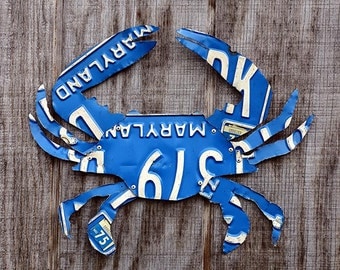 Maryland Blue Crab Made From Vintage Maryland License Plates