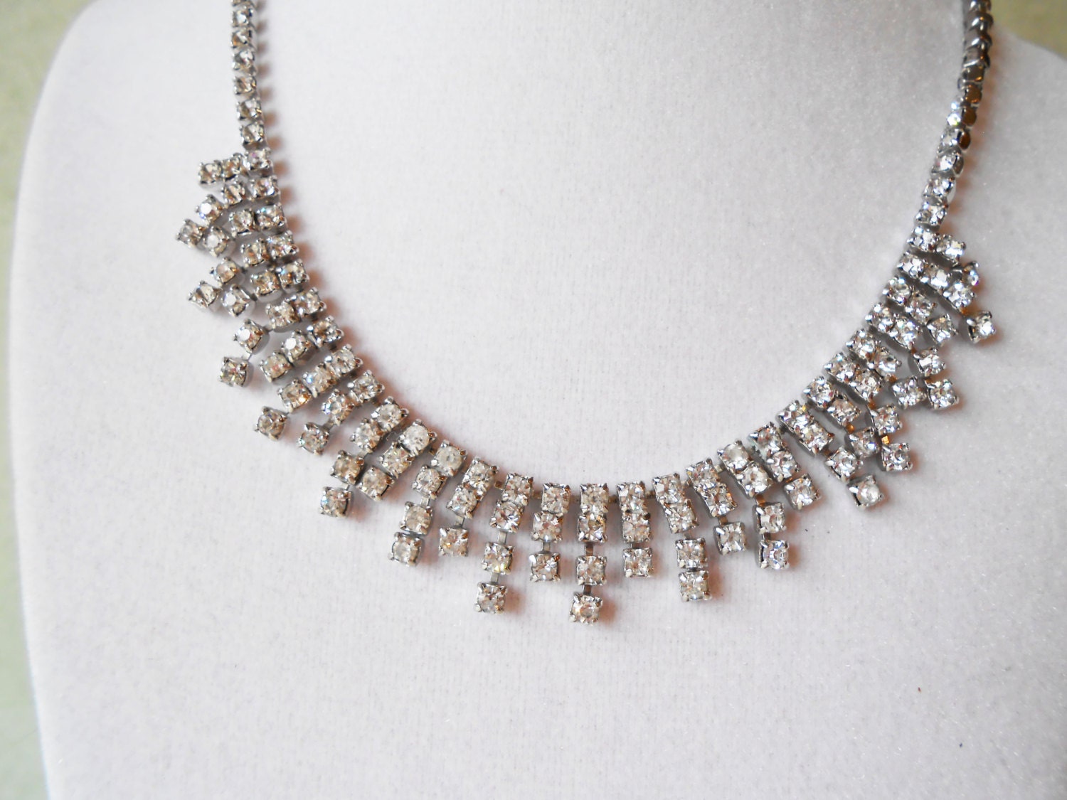 Dazzling Rhinestone Necklace Vintage Jewelry 1940s Formal