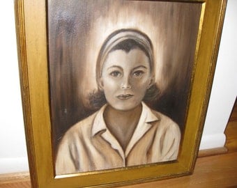 ANTIQUE OIL PAINTING-Framed, Signed 1969 Frame Measures 21" x 25" Sepia Color Painting