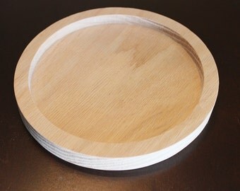 Wood picture frame, 7" natural round wooden circle disc frame for wall hanging and home decor