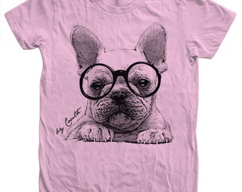 French Bulldog Tshirt Custom Hand Screen Print American Apparel Crew Neck Available: S, M, L, Xl, 2Xl