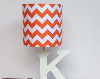 Small Orange/White Chevron Drum Lamp Shade - Nursery, Girl's or Boy's Lamp Shade