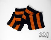 Halloween Black Orange Striped Coasters Knitted 4.5 inches by 4.5 inches Set of Four Hand Made Coasters Gothic