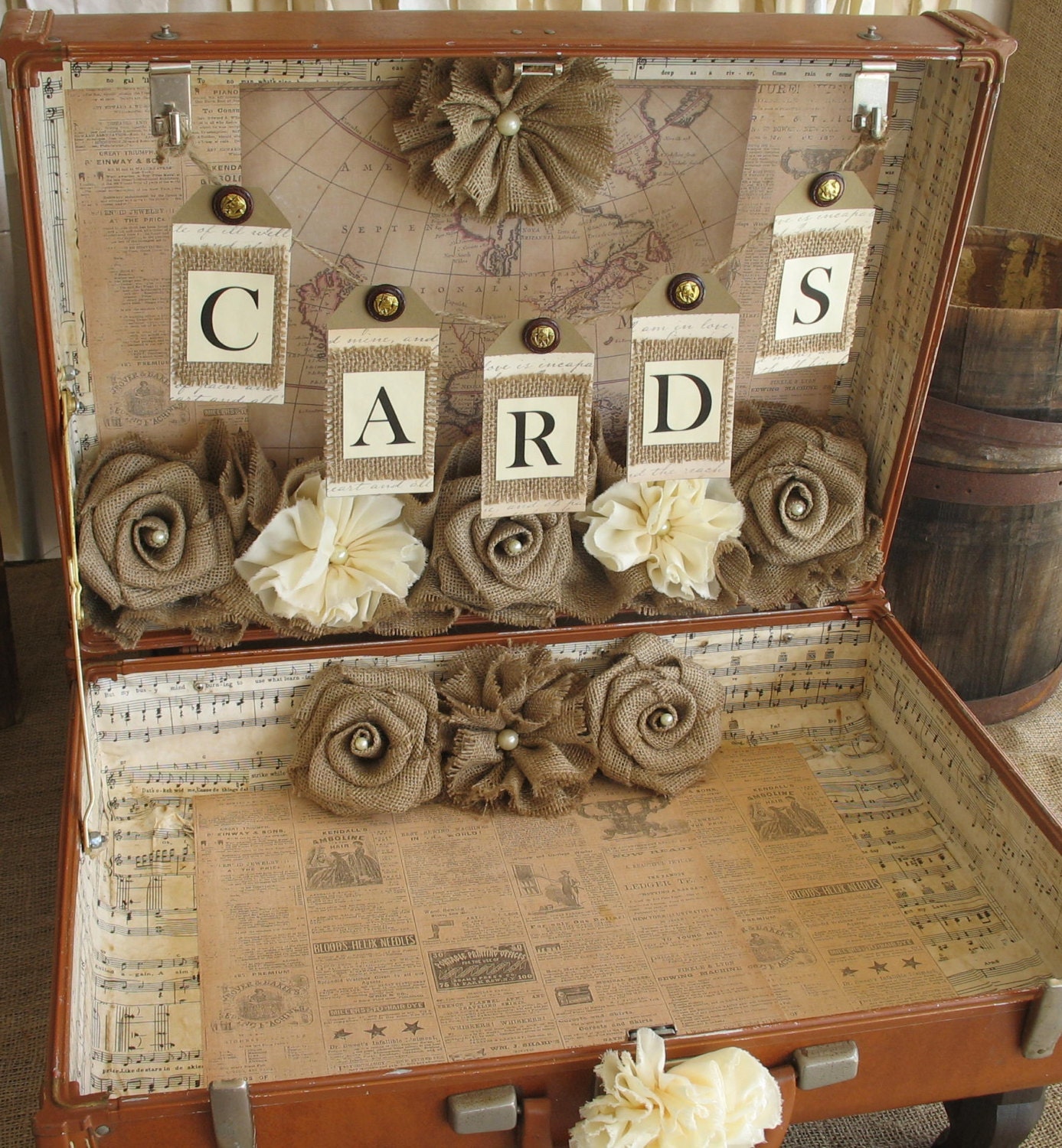 Vintage Suitcase Wedding Card Holder Shabby Chic Wedding