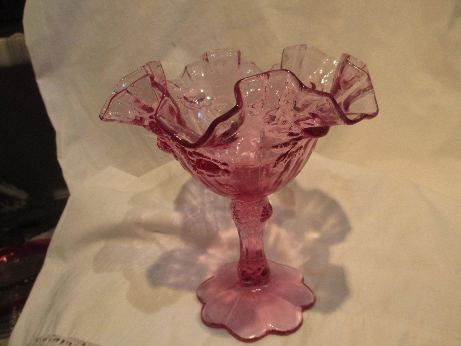 Raspberry Fenton Glass compote