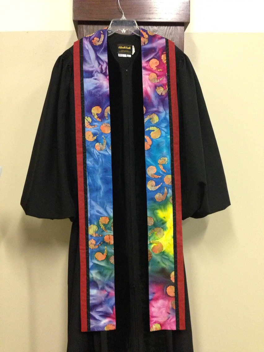 Beautiful Batik Rainbow Clergy Stole Custom Made