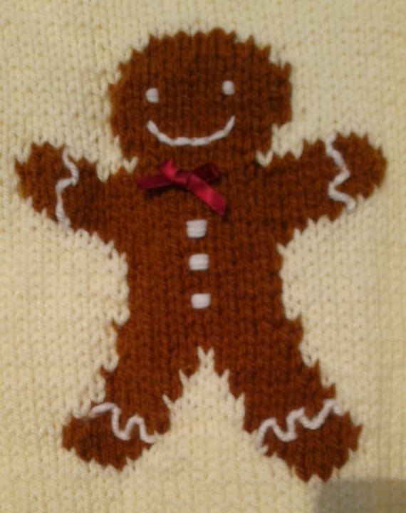 Gingerbread Man Jumper, chunky knitting pattern from BernieBeeKnits on Etsy S...