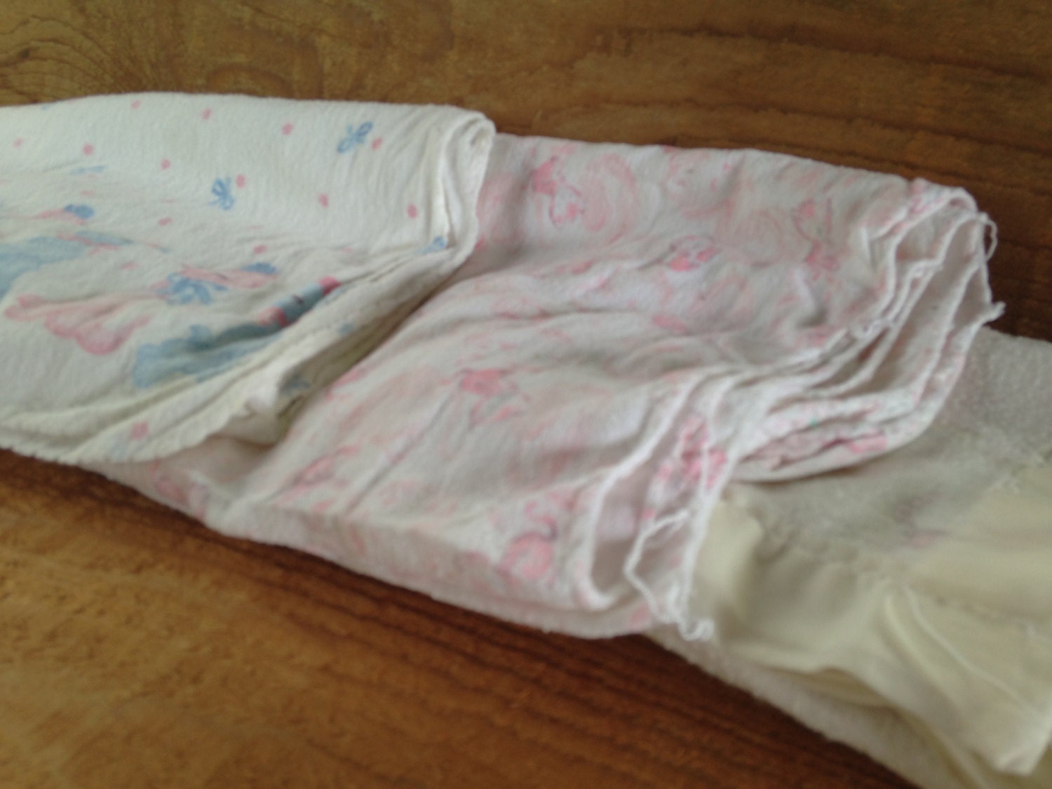 Three 1960's Baby Blankets Vintage Crib Bedding Set of